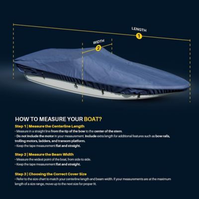 Image showing 6 th Seal Skin Covers Universal Boat Cover, Waterproof All Weather Protection, Fits 12-14 ft. L x 68 in. W Beam, Blue