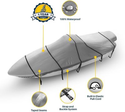 Image showing  Center Console Boat Cover, Waterproof UV Resistant, Fits 16-17 L ft. x 92 W in., Beam, Gray