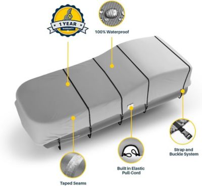 Image showing  Pontoon Boat Cover, Waterproof Outdoor Protection, Fits 17-19 ft. L x 102 in. W (Beam), Gray