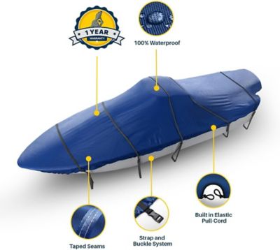 Image showing  Center Console Boat Cover, Waterproof UV Resistant, Fits 23-24 L ft. x 106 W in., Beam, Blue