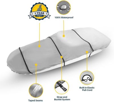 Image showing  Waterproof Whaler Boat Cover, All-Weather Outdoor Protection, Fits 12-13 L ft. x 72 W in., Gray