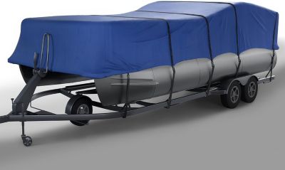 Seal Skin Covers Pontoon Boat Cover, Waterproof Outdoor Protection, Fits 24-28 ft. L x 102 in. W (Beam), Blue