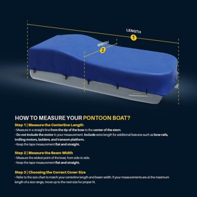 Image showing 6 th Seal Skin Covers Pontoon Boat Cover, Waterproof Outdoor Protection, Fits 24-28 ft. L x 102 in. W (Beam), Blue