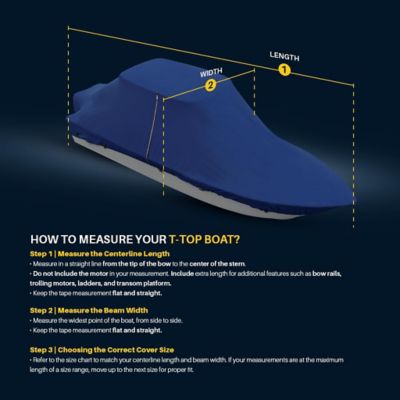 Image showing 7 th Seal Skin Covers Heavy Duty T-Top Boat Cover, Waterproof & UV Resistant, Fits 20-22 ft. L x 102 in. W (Beam), Blue