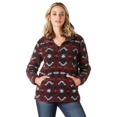 Wrangler Women's Retro Quarter Zip Long Sleeve Pullover