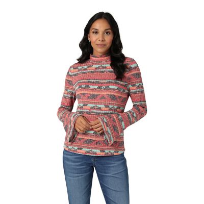 Wrangler Women's Geo Print Flute Sleeve Knit Blouse