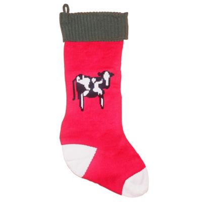 Red Shed Long Knit Stocking - Cow