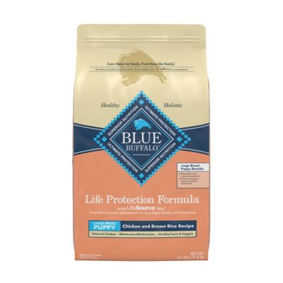 Blue Buffalo Life Protection Formula Natural Puppy Large Breed Chicken and Brown Rice Flavor Dry Dog Food, 34 lb. We feel better knowing this is puppy food for large breeds because of their joints and heart health needs