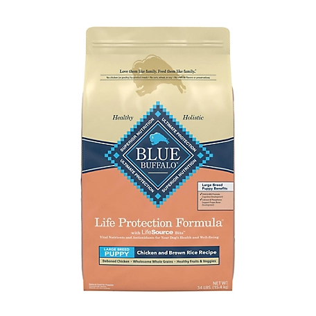 Blue Buffalo Life Protection Formula Natural Puppy Large Breed Dry Dog Food, Chicken and Brown Rice 34 lb.