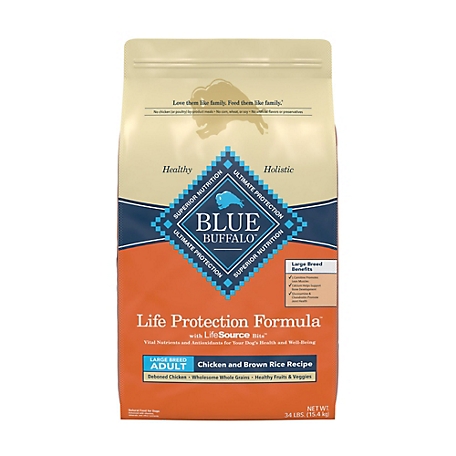 Blue Buffalo Life Protection Formula Natural Large Breed Adult Chicken and Rice Dry Flavor Dog Food, 34 lb.