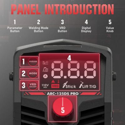 Image showing  110/125A Hot Start, Arc Force, Digital Display, Lift TIG/Stick 2-in-1 Portable Stick Welder