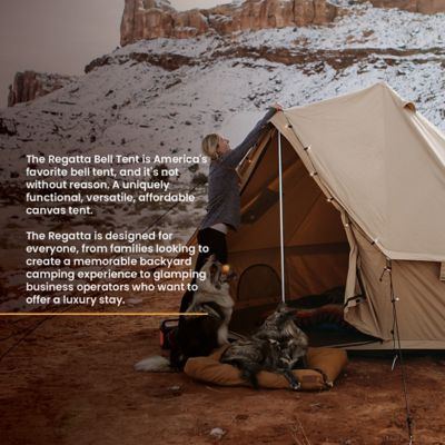Image showing  Regatta Canvas Bell Tent 16 ft. with Stove Jack, 4 Season Camping & Glamping Yurt Tent (Sandstone Beige)