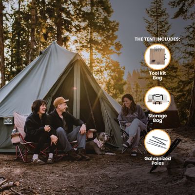 Image showing 6 th White Duck Outdoors Regatta Canvas Bell Tent 16 ft. with Stove Jack, 4 Season Camping & Glamping Yurt Tent, Sandstone Beige