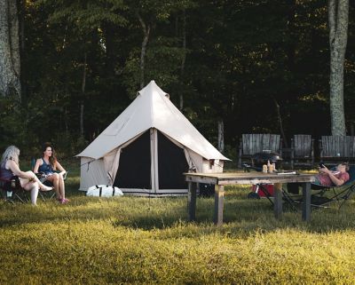 Image showing 7 th White Duck Outdoors Regatta Canvas Bell Tent 16 ft. with Stove Jack, 4 Season Camping & Glamping Yurt Tent, Sandstone Beige