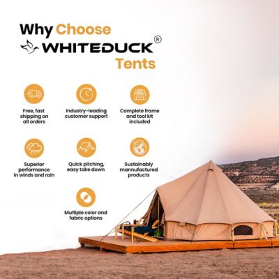 Image showing 8 th White Duck Outdoors Regatta Canvas Bell Tent 16 ft. with Stove Jack, 4 Season Camping & Glamping Yurt Tent, Sandstone Beige