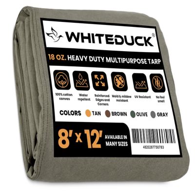 White Duck Outdoors 8 ft. x 12 ft. Canvas Tarp, Olive, 18 oz.