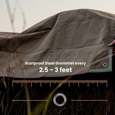Image showing  8 ft. x 12 ft. Canvas Tarp, Olive, 18 oz.