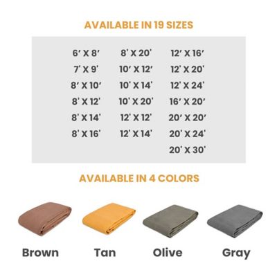 Image showing  8 ft. x 12 ft. Canvas Tarp, Olive, 18 oz.