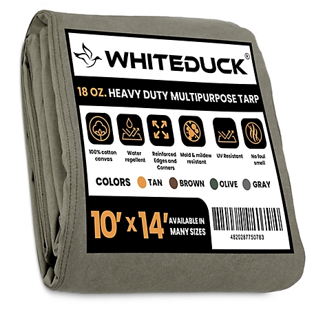 White Duck Canvas Tarpaulin 18 oz. 10x14 Olive, IX-K8JE-H6KN