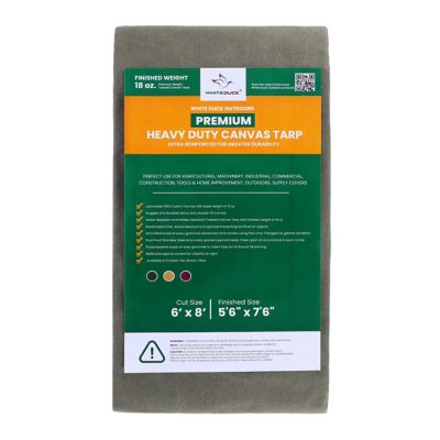 Image showing  12 ft. x 16 ft. Canvas Tarpaulin, Olive, 18 oz.