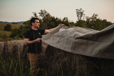 Image showing  12 ft. x 16 ft. Canvas Tarpaulin, Olive, 18 oz.