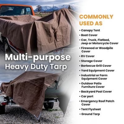 Image showing 6 th White Duck Outdoors 10 ft. x 20 ft. 18 oz. Canvas Tarp, Olive