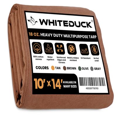 White Duck Heavy Duty 18 Oz. Canvas Tarp, 10 ft x 14 ft, Brown