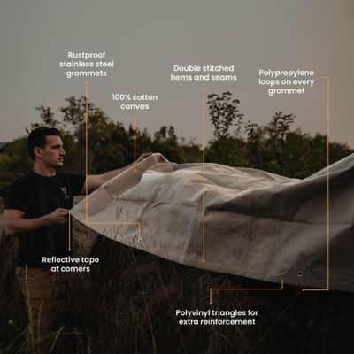 Image showing  Heavy Duty 18 oz. Canvas Tarp, 12 ft. x 12 ft., Brown