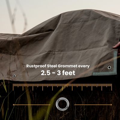 Image showing  Heavy Duty 18 oz. Canvas Tarp, 12 ft. x 12 ft., Brown