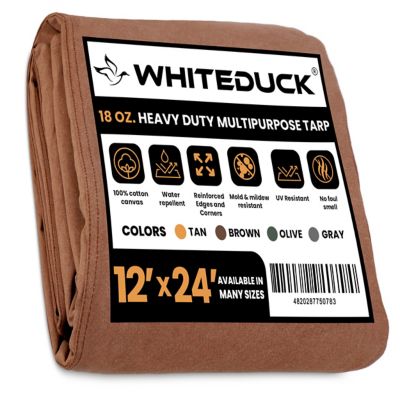 White Duck Heavy Duty 18 oz. Canvas Tarp, 12' x 24', Brown