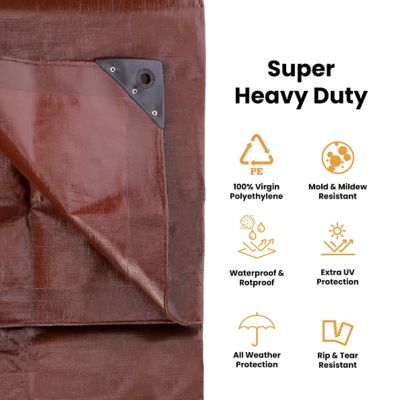 Image showing  Super Heavy Duty Poly Tarp, 12 x 20 ft., 16 mil, Brown