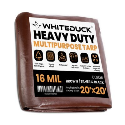 White Duck Super Heavy Duty Poly Tarp, 20'x20', 16Mil, PT-20X20