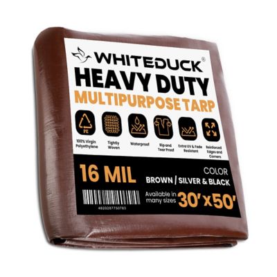 White Duck Super Heavy Duty Poly Tarp, 30'x50', 16Mil, PT-30X50