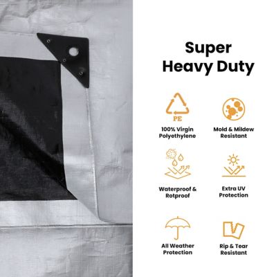 Image showing  Super Heavy Duty Poly Tarp, 12 ft. x 16 ft., 16 mil, Sliver & Black