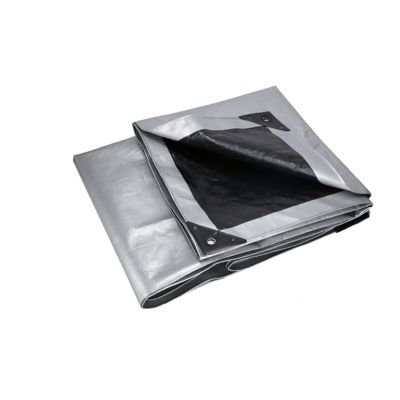 White Duck Outdoors Super Heavy Duty Poly Tarp, 20 ft. x 40 ft., 16mil, Sliver & Black