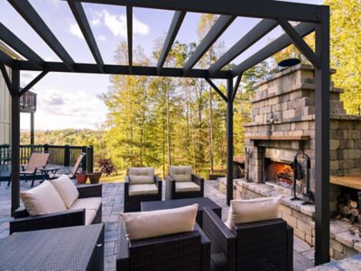 Image showing  8 ft. x 12 ft. Evolution Modern Black Steel Pergola Kit