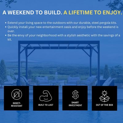 Image showing 6 th Fortress Building Products 8 ft. x 12 ft. Evolution Modern Black Steel Pergola Kit