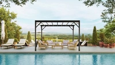 Image showing  12 ft. x 12 ft. Evolution Modern Black Steel Pergola Kit