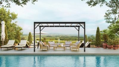 Image showing  10 ft. x 14 ft. Evolution Modern Black Steel Pergola Kit