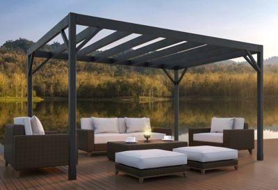 Image showing  10 ft. x 14 ft. Evolution Modern Black Steel Pergola Kit