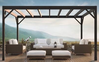 Image showing 5 th Fortress Building Products 10 ft. x 14 ft. Evolution Modern Black Steel Pergola Kit