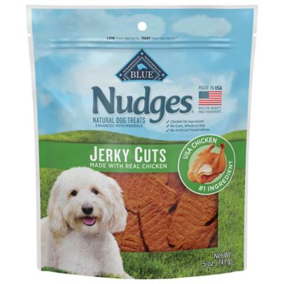 BLUE Nudges Jerky Cuts Natural Dog Treats, Chicken, 5 oz. Bag But - there aren't enough in a bag compared to the bags of beef jerky treats