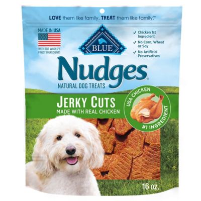 BLUE Nudges Jerky Bites Dog Treats, Made in the USA, Natural Ingredients, Bite-Sized Pieces, Chicken,, 16 oz. Bag