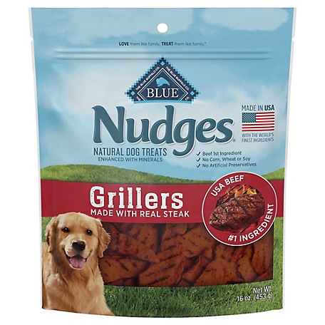 BLUE Nudges Steak Flavor Grillers Natural Dog Treats, 16 oz.