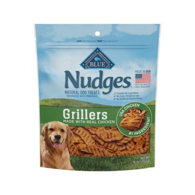 BLUE Nudges Blue Buffalo Nudges Grillers Natural Dog Treats, Chicken,, 16 oz. Bag Nudges natural dog treats are delicious and made in the US! 