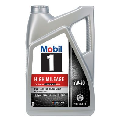 Mobil 1 High Mileage Full Synthetic Motor Oil 5W-20, 5 qt.