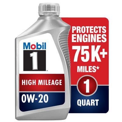 Mobil 1 High Mileage Full Synthetic Motor Oil 0W-20, 1 Quart
