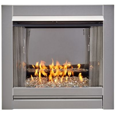 Duluth Forge Ventless Stainless Outdoor Gas Fireplace Insert, Reflective Crystal Glass Media - 24,000 BTU, Manual, 170094