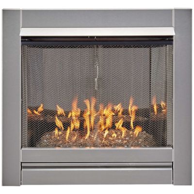 Image showing  Dual-Fuel Outdoor Ventless Stainless Fireplace Insert with Crystal Glass, 24,000 BTU, Manual Control