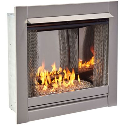 Image showing  Dual-Fuel Outdoor Ventless Stainless Fireplace Insert with Crystal Glass, 24,000 BTU, Manual Control